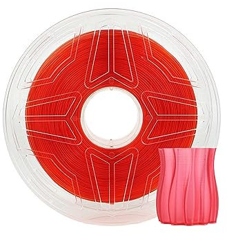 LeoPlas PETG Filament 1.75mm Klar PETG Filament 1kg für 3D-Druckmaterial Druckerzubehör (Transparent Rot)