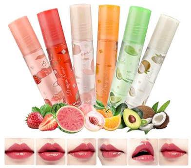 NebulaGlam 6PCS Brillos de Labios para Brillante Hidratante, Lip Gloss Transparente para Voluminizar Labios, Lip Glow Oil Brillos de Labios Brillo de Labios Roll-on Incoloro