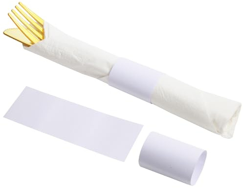 XINGYUNDEL White Napkin Bands, Paper Napkin Rings Self Adhesive,Silverware Wraps Bands,Table Setup Wedding Event Party Supply,200 Pcs/White,NB-200-2White