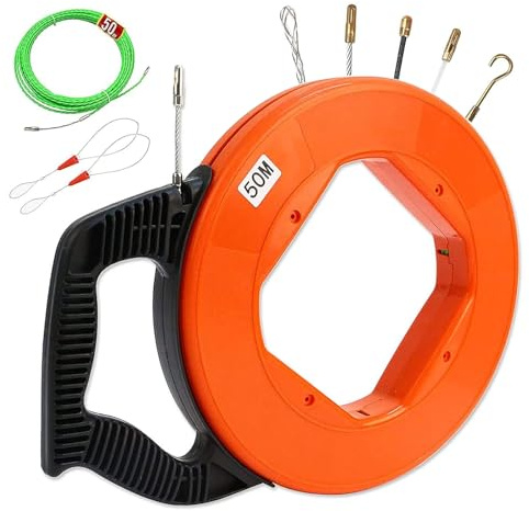 Guia Pasacables, Guía Pasacables Profesional Espiral con 2 Muelles y 5 Conectores para Ayuda de Extracción de Cables