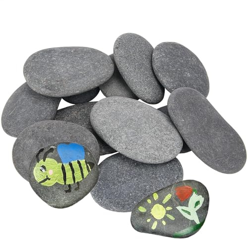 LSRVNM 14 Stück Steine zum Bemalen, 5-8cm Glatte Kieselsteine zum Bemalen Flach Malsteine Strand Kiesel, Aquarium Deko Stein, DIY Malerei Handwerk Steine für Bunte Malerei & Dekoration