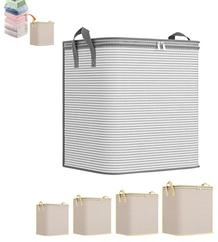 Cesto portabiancheria pieghevole, resistente, di grandi dimensioni, con manici estesi, per riporre vestiti e giocattoli in camera da letto e bagno (grigio, XL)