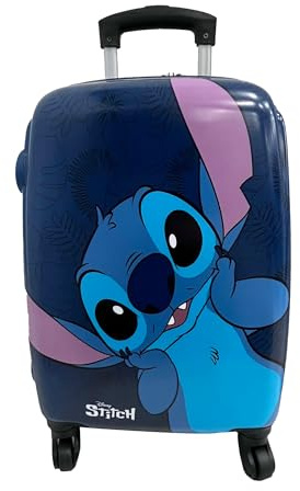 Disney Stitch resväska - 4 flerriktade vridbara hjul - anpassade dubbla hjul - mycket stark hård resväska med utdragbart handtag - 50 x 33 x 20 cm, Flerfärgad, 50 x 33 x 20 cm, Expanderbar resväska