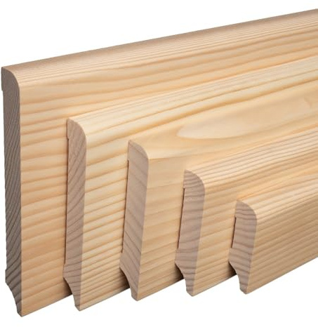 Sockelleiste Fichte geölt | abgerundet o. abgeschrägt | MASSIVHOLZ Fußleiste Profil Münchener (abgerundet), Höhe 60mm