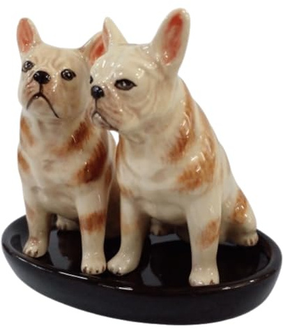 Salière et Poivrière en Céramique Motif Chien, 13 x 9 cm, Vaisselle pour Cuisine/Maison (Bulldog français)