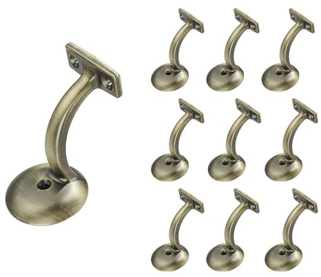 ZAUYX 10 Pack Brushed Antique Brass Handrail Stair Brackets Stair Support Handrail Brackets Heavy Duty Stair Brackets for Stairways