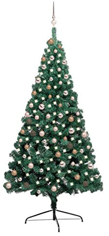 Xichuzi Künstlicher Halb-Weihnachtsbaum Beleuchtung Kugeln Grün 210 cm, Tannenbaum Künstlich, Christmas Tree, Tannenbaum Deko, Weihnachtsbäume, Christbaum - 3077566