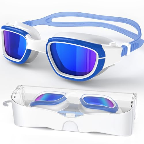 Zeligerstar Lunettes de natation polarisées pour adultes, anti-buée, anti-fuite, protection UV, lunettes de natation en eau libre pour homme, femme, junior avec étui à lunettes