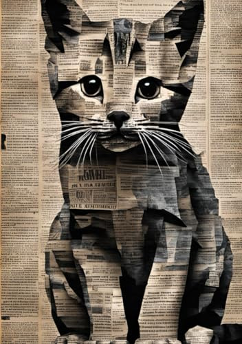 Newspaper Collage Cat A5 - 64 grid pages