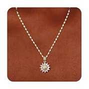 Dochais Kette Sonne Damen - 14K Gold Vergoldet Layering Halskette mit Sun Anhänger, Verstellbar Sonnenkette Goldkette Wasserfest für Frauen Mädchen Geschenke,C