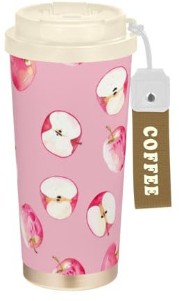 Amooorous Lindos vasos decorativos de dibujos animados rosados personalizados con tapas, taza de café de viaje para mujer, taza de café aislada de acero inoxidable para bebidas frías y calientes