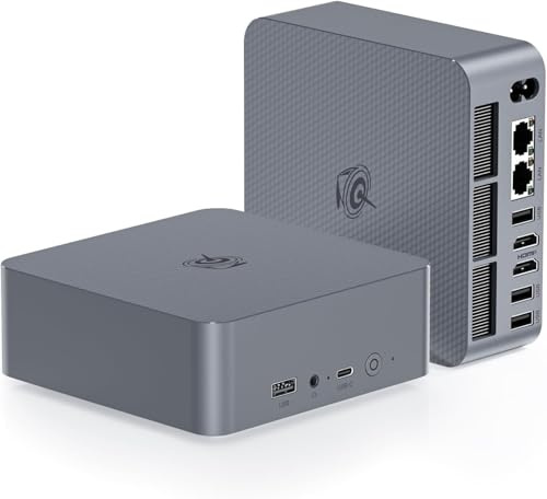 Beelink EQR5 Mini PC AMD Ryzen 5 Pro 5650U (6C/12T, jusqu'à 4,2 GHz), 32Go DDR4/1To SSD, WiFi 6/BT 5.2, Double LAN Gigabit, 4K Dual Display (HDMI*2), Auto Power on/WOL, pour Bureautique