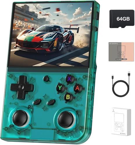 RG35XX Pro Console di gioco portatile retrò con scheda da 64 GB Console per videogiochi Linux Sistema a 64 bit Portatile Pocket Arcade Supporto 30+ simulatori WiFi Bluetooth Uscita HD (ciano