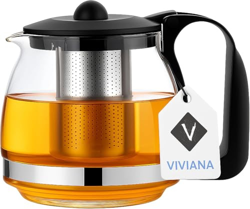Viviana Glas‑Teekanne „Shov Edition“ – hitzebeständige Teekanne mit Edelstahl‑Infuser, ideal für losen Tee & Klarglas-Optik (700ml)