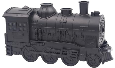 Steam Train Essential Oil Diffuser Mist Humidifier with Light Uk Plug Train Humidifier Sturdy 2 in 1 Train Shaped Night Light 300ml Home Decoration for SPA Livingroom Bedside Use (black)