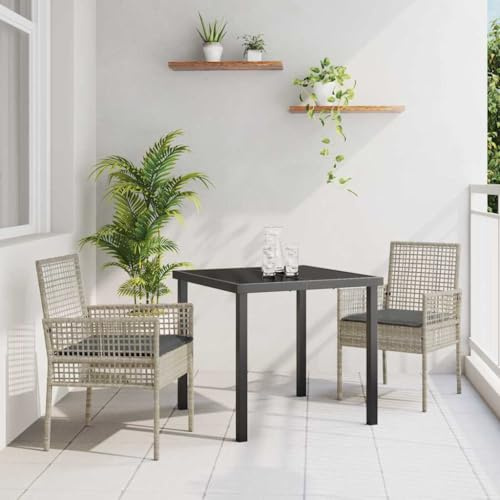 Frdhee Stapelstuhl Gartenstuhl Set Outdoor Sessel,Gartenstuhl 2 pcs Hellgrau 53 x 60 x 85 cm Poly Rattan,Für Balkon Terrasse,Pflegeleicht,Einfach Einzurichten