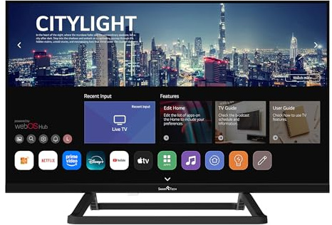 Smart Tech 24HW01V3, Televisor WebOS LED HD de 24 pulgadas (60 cm), YouTube, Netflix, Prime Video, Disney+, TED, DAZN