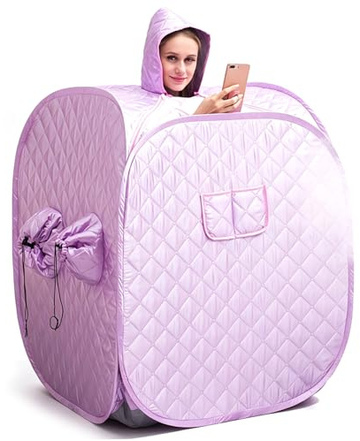 Sauna Kits, Sauna Tent, Portable Foldable Tent for Home, Full Coverage Single-Person Steam Tents with Hat, Purple