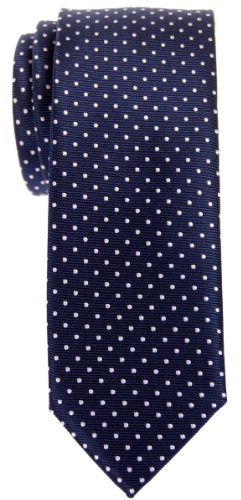 Retreez, cravatta da uomo moderna a pois, tessuto in microfibra, in vari colori Blu navy con pois bianchi. Taglia unica