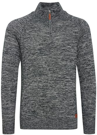 Blend BHDanovan Stickad tröja för män, troyer, finstickad tröja med ståkrage och dragkedja, Marin (70230), XL