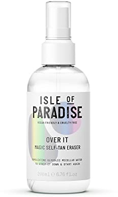 Isle of Paradise Over It Selbstbräuner-Entferner (200 ml) Glykolsäure und Mizellenwasser Selbstbräuner Radiergummi vegan