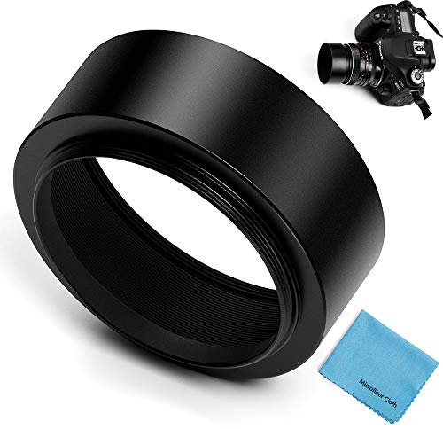 Fotover 58mm Metal Standard Screw-in Standard Lens Hood with Centre Pinch Lens Cap for Canon Nikon Sony Pentax Olympus Fuji Sumsung Leica Camera +Cleaning Cloth