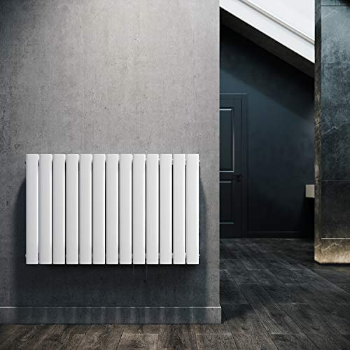 ELEGANT Paneelheizkörper Horizontal 630 x 1001 mm Weiß Badezimmer/Wohnraum Doppellagig Horizontal Heizkörper Badheizkörper Design Flachheizkörper