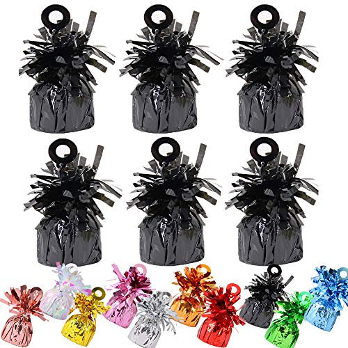 Time to Sparkle 12 Pack Heavy Balloon Weights Foil Helium Latex Balloon Weight Fountain Table Floor Tassle Cone 170g/pc Birthday Party Accessory (Weight-Black)
