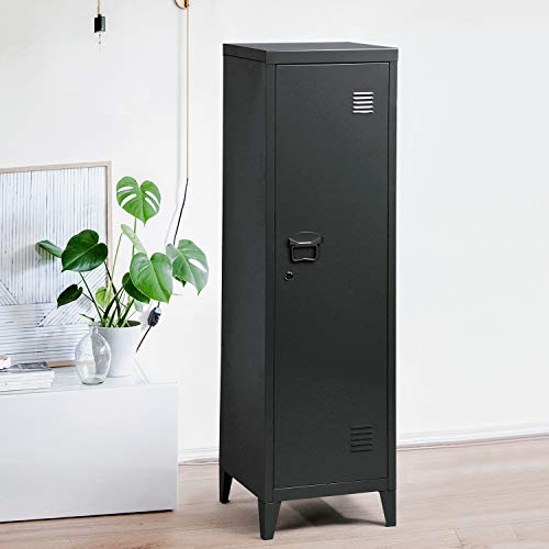 Grande armadio in metallo a doppio rivestimento con 3 ante in metallo, mobile da ufficio o guardaroba con due ripiani, basso, misure: 120 x 40 x 58 cm