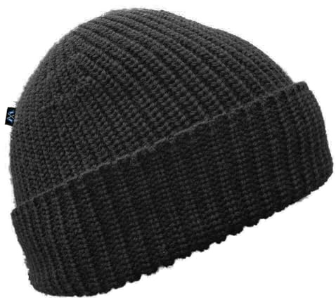 Blauer Peter - Strickmütze - Merino - Uni - 10 Farben, Farbe:Schwarz