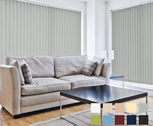 etusimo Lamellenvorhang Vertikaljalousie Schiebevorhang Schiebegardine | Anlagenbreite 100-250 cm, Anlagenhöhe 130-250 cm | Lamellen 127 mm | Stoff lichtdurchlässig, Blickdicht | 240 x 230 cm, Grau