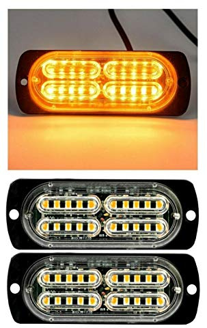 Lot De 2 Feux De Pénétration 20 LED 12V / 24V 10W Feu d'Avertissement Lumière Orange/Ambre Stroboscopique Clignotant 18 Modes de Flash Pour Voiture Camion Agricole