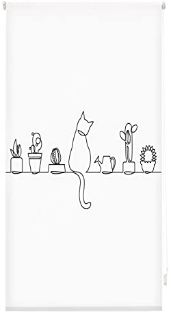 Blindecor Digital Cocina | Estor Enrollable Translúcido con Estampado Impresión Digital | Modelo Cat | 90 x 180 cm (Ancho por Alto) Tamaño de la Tela 87 x 175 cm | Estores para Ventanas