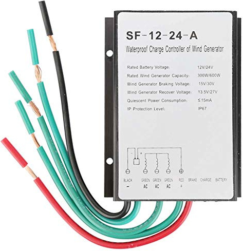 Controlador Turbina Eólica 12V/24V 300W/600W Impermeable Regulador Controlador Carga SF-12-24-A Controlador Carga Viento con Indicadores LED