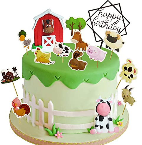 MEZHEN Kuh Tortendeko Tier Cake Toppers Bauernhof Tier Kuchen Dekoration Ländlich Party Kühe Cake Toppers Deko Baby Shower