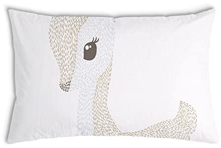 TherapieWelt Kinderkissen Hypoallergen Kopfkissen für Kinder gefüllt mit Silikongranulat Babykissen Kissen mit Baumwolle Bezug mit Reißverschluss 40x60cm Hirsch weiß beige