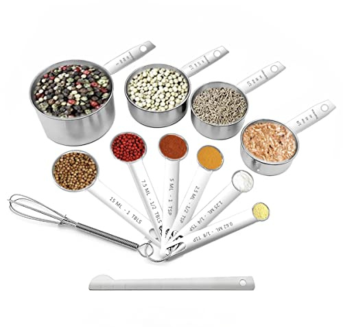 Measuring Cups and Spoons Set, 12 Pcs Stainless Steel Measuring Spoon and Cup Measurements Set for Baking, Cooking,Kitchen (Cups and Spoons)