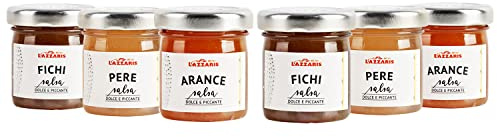 Lazzaris 1901 - Salse monodose assortire 50g: Salsa di Pere, di Arance e di Fichi da abbinare ai formaggi o Carni - 6 vasi