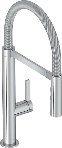 Robinet de cuisine professionnel Jacob Delafon Bec orientable à 360 degrés Douche amovible avec 3 fonctions Bras magnétique Économie d'eau et d'énergie SPIRALE E23310-CP
