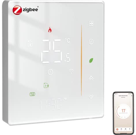 Termostato intelligente Zigbee, termostato della stanza della casa intelligente Digitale programmabile compatibile Alexa/Google Home Controllo vocale, Smart Life/Tuya App (MOES Hub richiesto)