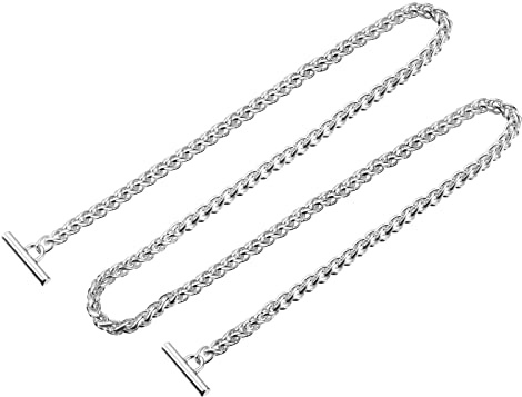 sourcing map Taschenkette Ersatz Taschengurte zum Wechseln Metall Kette Trageriemen Kettenriemen mit Knebelverschlüssen Schultergurt Zubehör für DIY Tasche Handtasche Geldbörse 120cm Silber