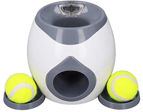 Asixxsix Comedero Automático para Mascotas, Lanzador Automático de Pelotas para Perros Pequeños y Medianos, Máquina Interactiva para Lanzar Pelotas de Tenis con 2 Pelotas de Tenis