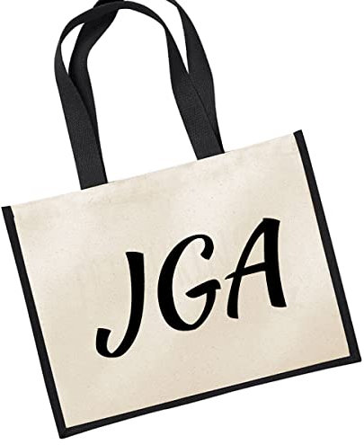 Huuraa Jutetasche JGA Junggesellenabschied Geschenk 21 Liter Black Jute und Baumwolle Einkaufstasche JGA Geschenkidee
