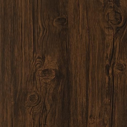 Abyssaly Sticky Back Plastic Wood Effect Vinyl Wrap Self Adhesive Wallpaper Dark Brown 40cm X 700cm Decorative Furniture Table Shelf Counter Wall Oak Furniture Stickers