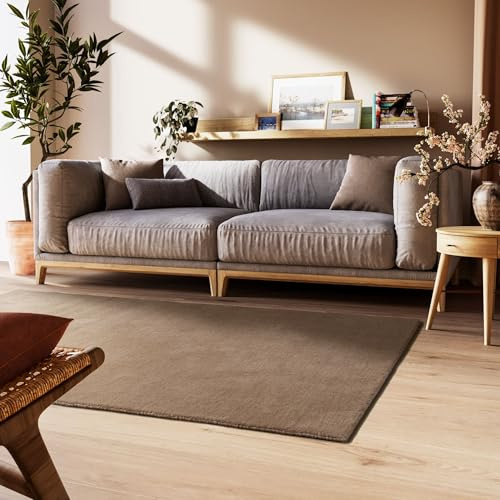 Steffensmeier Gabbeh Teppich Nomade | Wolle (Schurwolle), Braun, Größe: 80x150 cm Kurzflor für Wohnzimmer, Flur, Ethno Look
