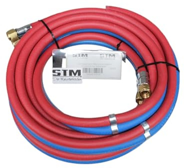 STM Der Meisterladen Zwillingsschlauch Autogenschlauch Acetylen Sauerstoff 5 m, 10 m, 20 m 9 x 6 mit Anschlüssen (5 m)