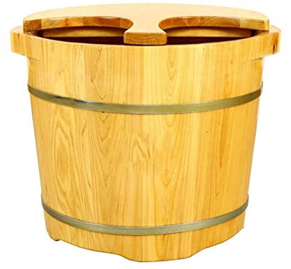 SilteD Eimer für Fußbad, Sauna-Zubehör, Sauna-Eimer, Wassereimer, handgefertigte Fußbadewannen aus Holz, Fußentspannungsfass Present