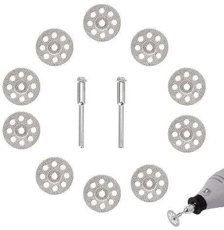Dremel Discos de Corte Diamante, Mini Hojas de Sierra Circulares, 2 Mandriles para Herramienta Rotativa, 25mm, 10PCS
