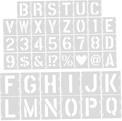 NUOBESTY Buchstabenschablonen Satz 1 Satz Selbstgemacht Malschablonen aus Kunststoff Wiederverwendbare Englische Buchstaben Zahlen und Symbole 3 Zoll Schablonen zum Malen Holz Fliesen Möbel für Kinder