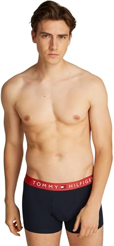 Tommy Hilfiger Calzoncillos bóxer Hombre Pack de 3 de algodón, Multicolor (Terra Red/Pri Red/Des Sky), L